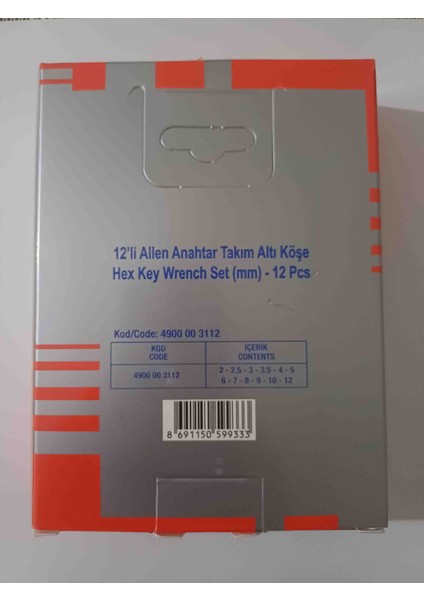 12'li 4900 Allen Anahtar Takım Altı Köşe fırsatları