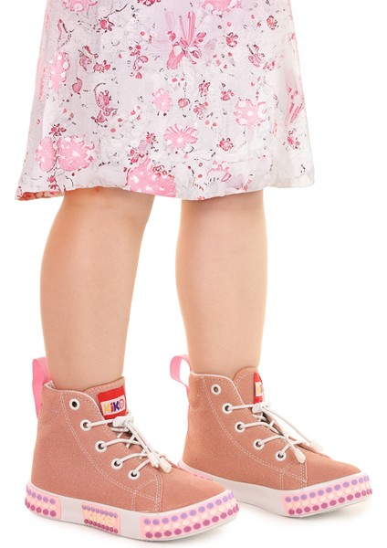 Gamel Günlük Lastikli Kız Bebek Bot Ayakkabı Pudra