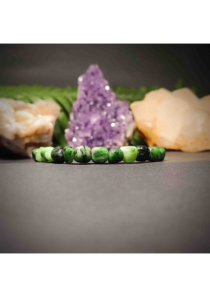 Anyolit Amorf Kesim Makrome Örgü Doğal Taş Bileklik