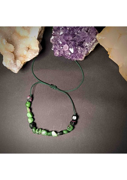 Anyolit Amorf Kesim Makrome Örgü Doğal Taş Bileklik modelleri