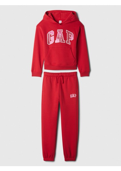 Kız Çocuk Kırmızı Gap Logo Sweatshirt Set