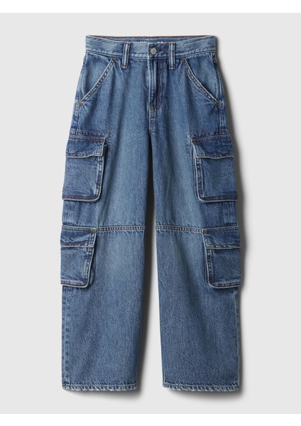 Erkek Çocuk Mavi Double Kargo Baggy Jean Pantolon fırsatları