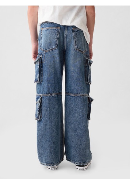 Erkek Çocuk Mavi Double Kargo Baggy Jean Pantolon indirimleri