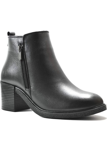 2850 Deri Siyah Kalın Topuklu Klasik Kadın Bot fiyatları
