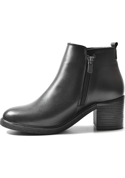 2850 Deri Siyah Kalın Topuklu Klasik Kadın Bot modelleri