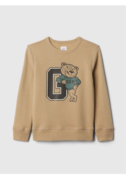 Erkek Çocuk Kahverengi Grafikli Sweatshirt