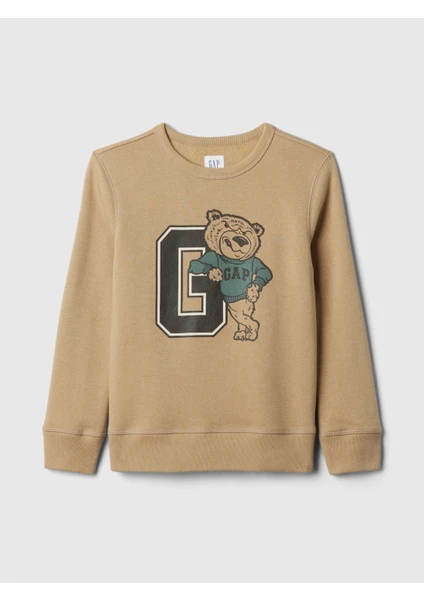 Erkek Çocuk Kahverengi Grafikli Sweatshirt