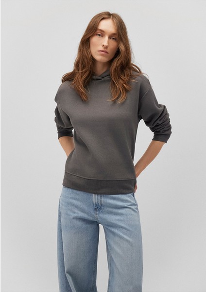 Kapüşonlu Gri Sweatshirt1S10191-86560