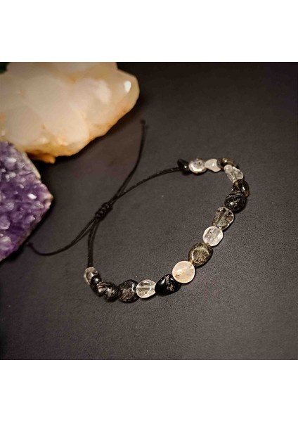 Rutil Kuvars Amorf Kesim Makrome Örgü Doğal Taş Bileklik fiyatları