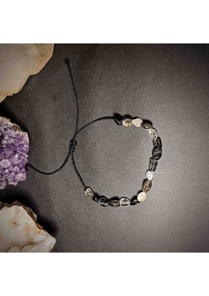 Rutil Kuvars Amorf Kesim Makrome Örgü Doğal Taş Bileklik modelleri