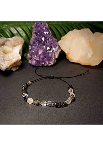 Rutil Kuvars Amorf Kesim Makrome Örgü Doğal Taş Bileklik fırsatları