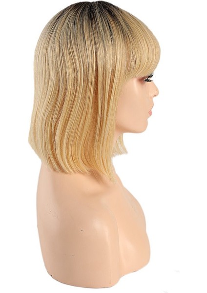 Kahve Platin Renk Geçişli Gerçek Saç Özel Kahküllü Peruk / fiyatları