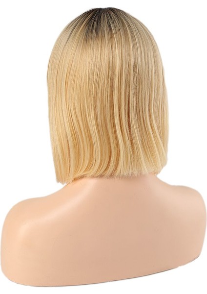 Kahve Platin Renk Geçişli Gerçek Saç Özel Kahküllü Peruk / fırsatları