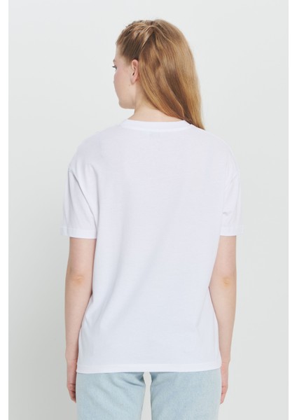 Pamuk Oversize Fit Bol Kesim Bisiklet Yaka Basic Tişört