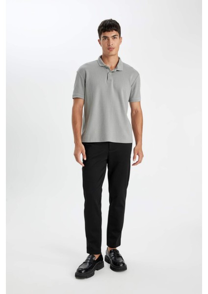 %100 Pamuk Regular Fit Polo Yaka Basic Düz Kısa Kollu Tişört D4814AX24SM fiyatları