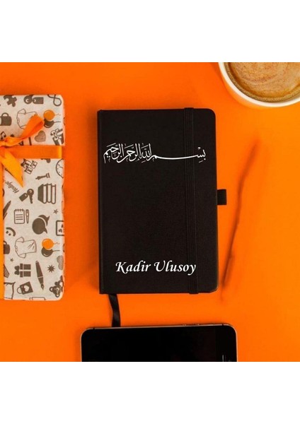 Kişiye Özel Besmele Tasarımlı Hediye Deri Not Defteri