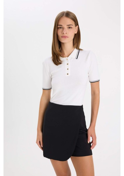 Regular Fit Polo Yaka Düğmeli Basic Düz Kısa Kollu Triko Kazak D3300AX24AU modelleri