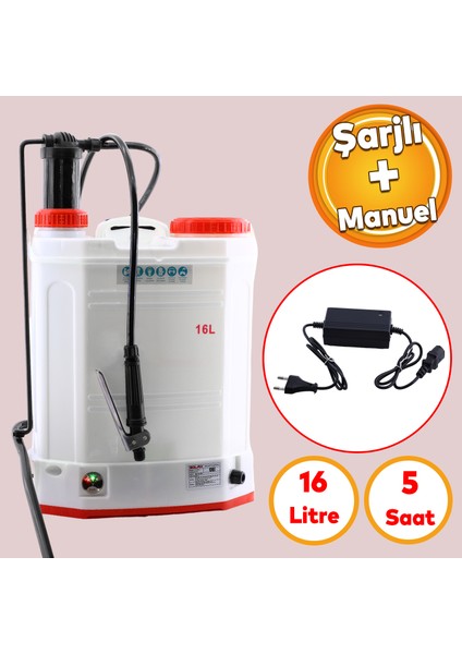 Şarjlı Ilaçlama Püskürtmesi 16 Lt Elektrikli Veya Manuel Mekanik Ağaç Dal Bağ Bahçe Bitki