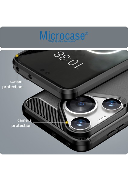 Huawei Pura 70 Pro Brushed Carbon Fiber Silikon Kılıf - Siyah AL3332 modelleri