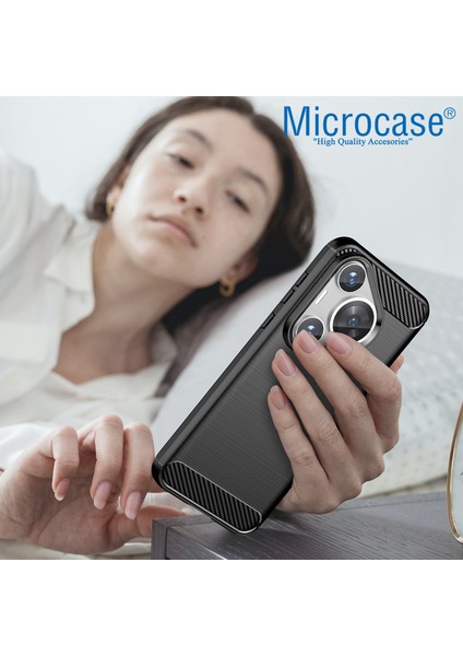 Huawei Pura 70 Pro Brushed Carbon Fiber Silikon Kılıf - Siyah AL3332 fırsatları