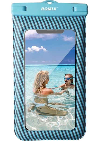 Mavi Renkli Yüksek Kaliteli Su Geçirmez Tüm Telefonlara Uyumlu Sulaltı Kılıfı