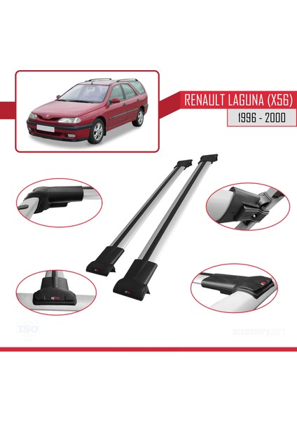 Renault Laguna (X56) Sw 1996-2000 Arası ile Uyumlu Fly Model Ara Atkı Tavan Barı Gri 2 Adet