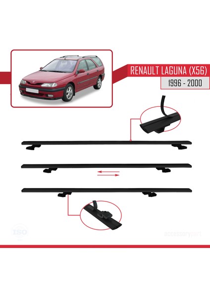 Renault Laguna (X56) Sw 1996-2000 Arası ile Uyumlu Basıc Model Universal Ara Atkı Tavan Barı Siyah 3 Adet indirimleri
