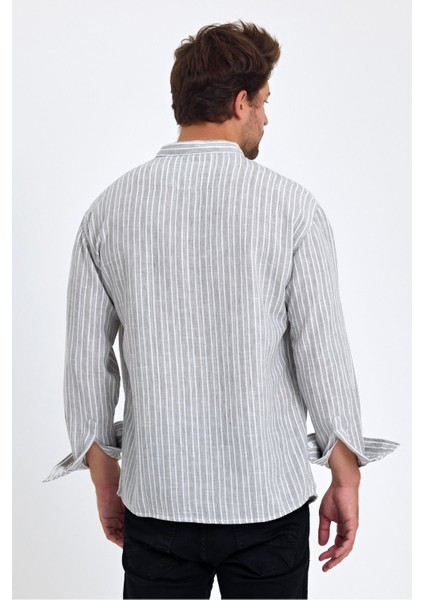 Erkek Hakim Yaka Keten Karışımlı Regular Fit Gömlek indirimleri