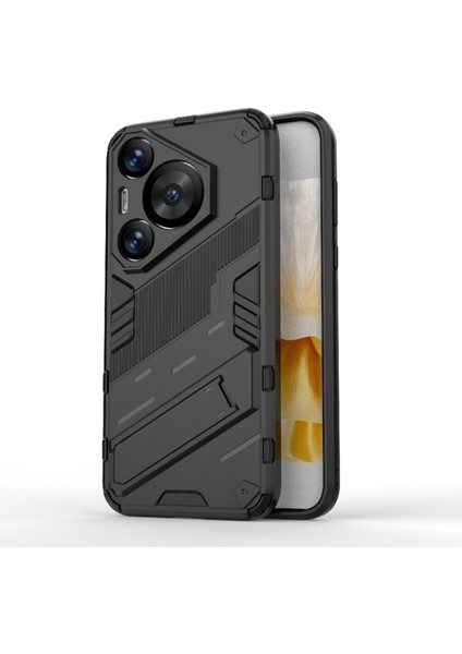 Huawei Pura 70 Pro / Huawei Pura 70 Pro Plus Matrix Serisi Armor Standlı Perfect Koruma Kılıf - Siyah AL3416