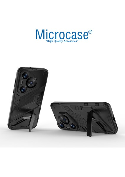 Huawei Pura 70 Pro / Huawei Pura 70 Pro Plus Matrix Serisi Armor Standlı Perfect Koruma Kılıf - Siyah AL3416