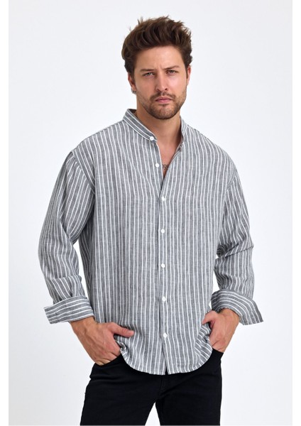 Erkek Hakim Yaka Keten Karışımlı Regular Fit Gömlek fırsatları