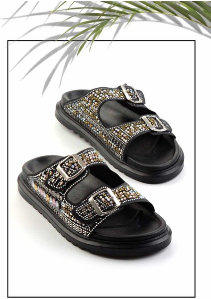 Siyah Taşlı Kadın Terlik K04545005087