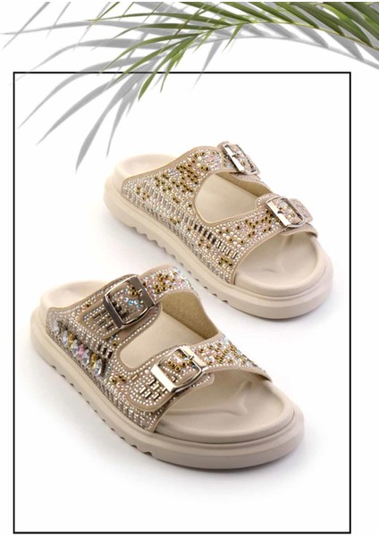 Bej Taşlı Kadın Terlik K04545005087