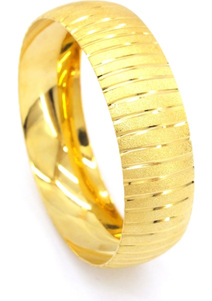 Bz 22 Ayar Altın Kaplama Düz Çizgili Bilezik 2 cm Kalınlık BLZ-3014