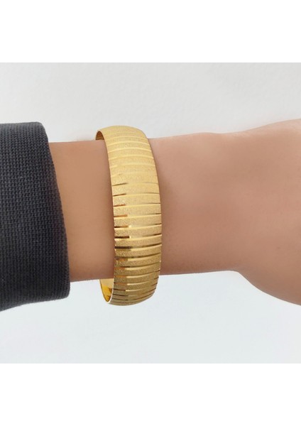 Bz 22 Ayar Altın Kaplama Düz Çizgili Bilezik 2 cm Kalınlık BLZ-3014 fiyatları