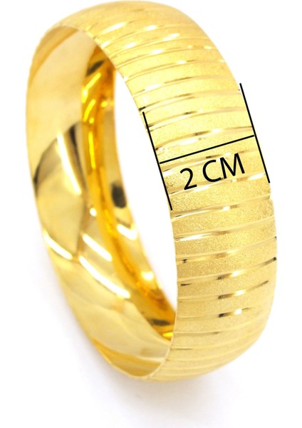 Bz 22 Ayar Altın Kaplama Düz Çizgili Bilezik 2 cm Kalınlık BLZ-3014 modelleri