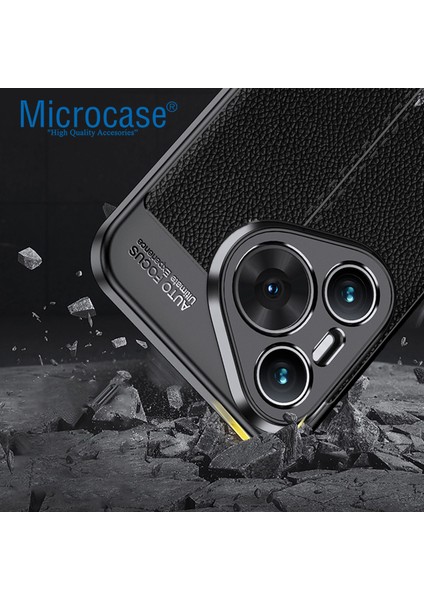 Huawei Pura 70 Pro Plus Leather Serisi Deri Efekt Silikon Kılıf - Siyah AL3337 modelleri