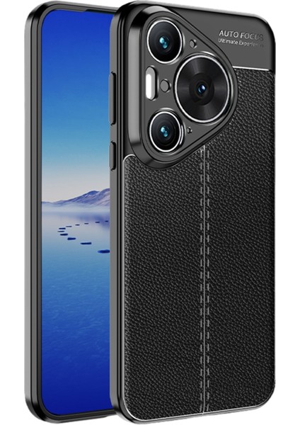 Huawei Pura 70 Pro Leather Serisi Deri Efekt Silikon Kılıf - Siyah AL3337