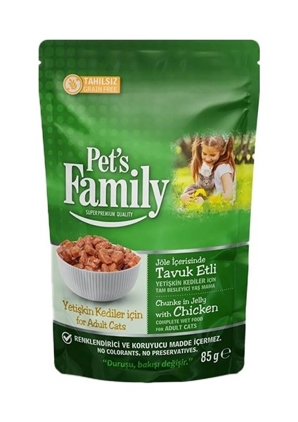 Pets Family Pouch Yetişkin Kedi Tavuklu Jöle 85 gr x 24 Paket