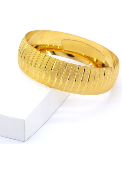 Bz 22 Ayar Altın Kaplama Düz Çizgili Bilezik 2 cm Kalınlık BLZ-3014 indirimleri