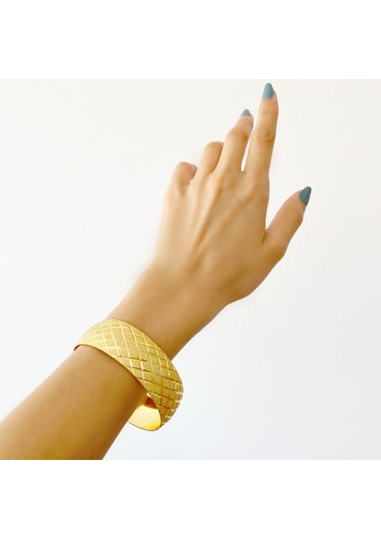 Bz 22 Ayar Altın Kaplama Baklava Desen Bilezik 2 cm BLZ-3035 fiyatları