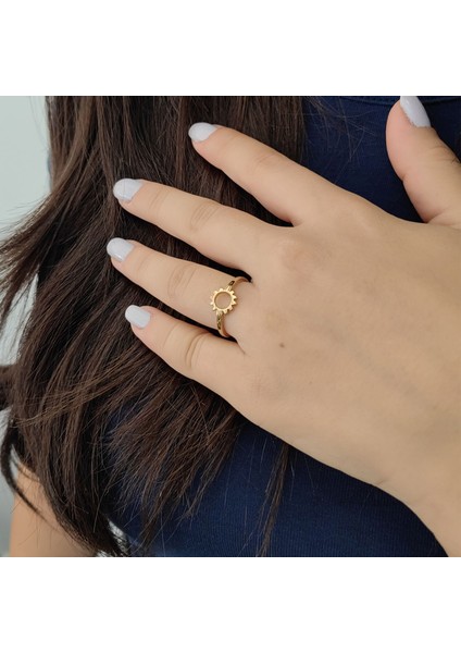 Çelik Gold Güneş Model Bayan Yüzük EV35SR modelleri