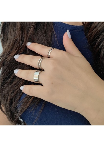 3 Lü Ekle M Yüzüğü Bayan Silver YÜZÜK EV27BY fırsatları
