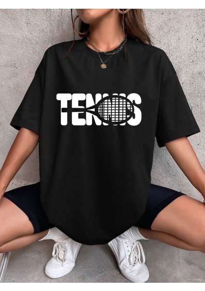 Tenis Tişört - Tenis Yazısı Ve Tenis Raketi Tasarımlı Tişört - Tenis Severler Için Tasarlanmış Tişört - Tenis Hocası Tişörtü