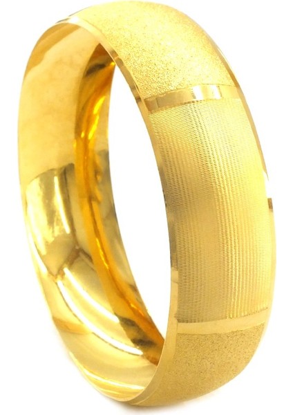 Bz Parçalı Düz ve Simli Desenli 22 Ayar Altın Kaplama 2 cm Bilezik BLZ-3060