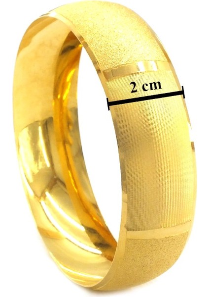 Altın Kaplama Parçalı Düz Ve Simli 2 cm Bilezik BLZ-3060