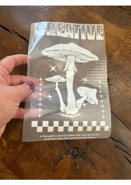 Beyaz Ütü Ile Yapışan Mantar Tişört Transfer Baskı Arma 23X14 cm