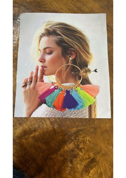 Zirkon Taşlı Nrenkli Küpeli Kız Arma Dikiş Aplike 23X19 cm fiyatları