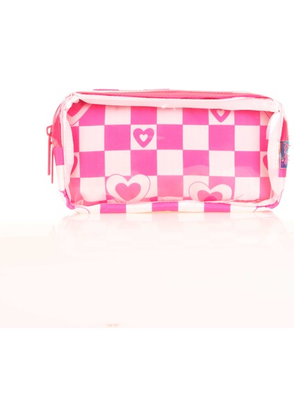 Transparent Nature Soft Kalem Çantası Pink Heart K2586