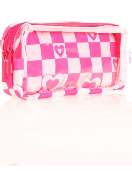 Transparent Nature Soft Kalem Çantası Pink Heart K2586